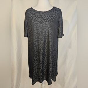 Show Me Your Mumu Black Leopard Print Shift Dress Flutter Sleeve Medium
